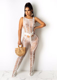 Sexy Knitted Beach Hollow Out Sleeveless Jumpsuit TR-1157