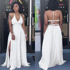 Sexy Halter Backless Split Maxi Dress SH-3649