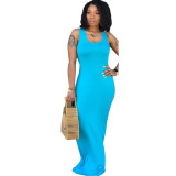 Solid Color Simple Fashion Sleeveless Long Dress YS-8810