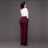 Solid Double Breasted High Waist Pants SH-2006-0
