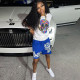 Skull Print T Shirt And Shorts Two Piece Suits WMEF-20753