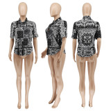 Casual Printed Short Sleeve Shirt Top WSYF-5880
