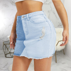 Plus Size Color Spliced Bodycon Mini Skirt HSF-2557