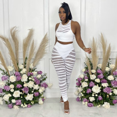 Sexy See Through Sleeveless 2 Piece Pants Set SH-390154