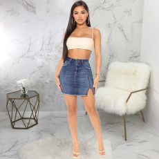 Plus Size Denim Bodycon Mini Skirt HSF-2547