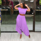 Solid Crop Top And Loose Harem Pants 2 Piece Sets SFY-2112