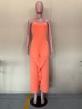 Solid Ruffled Halter One Piece Jumpsuit OLYF-6067
