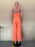 Solid Ruffled Halter One Piece Jumpsuit OLYF-6067
