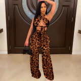 Fashion Printed Top Wide-Leg Pants Two Piece Sets TE-4253