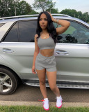 Solid Sports Tank Top And Shorts Two Piece Sets FSL-154