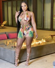 Sexy Printed Halter Hollow Out Romper BGN-175