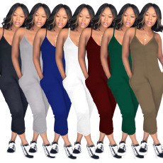Plus Size Solid Sleeveless Casual Jumpsuit MA-Y099