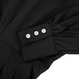Solid Long Sleeve Zipper Romper GLF-10008