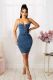 Plus Size Denim Lace-Up Mini Dress LX-3006