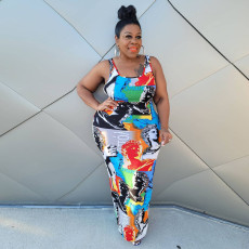 Plus Size Printed Sleeveless Maxi Dress ONY-5095