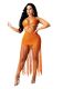 Sexy Knitted Tassel Halter Hollow Mini Dress TR-1166