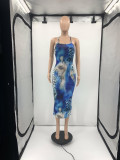 Sexy Leopard Print Spaghetti Strap Midi Dress JRF-3638