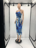 Sexy Leopard Print Spaghetti Strap Midi Dress JRF-3638