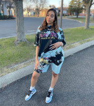 Casual Printed T Shirt And Shorts Two Piece Sets ZDF-31122