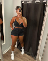 Solid Bra Top And Shorts Two Piece Sets FNN-8624