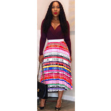 Fashion Print Pleated Skirt ASL-6233