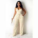 Solid Cami Top And Pants Two Piece Sets CHY-1345