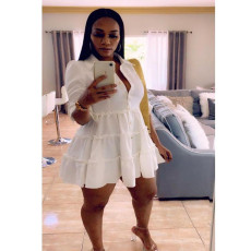 Plus Size Solid Long Sleeve Mini Dress OMY-80037