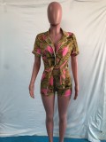 Casual Printed Short Sleeve Shirt And Shorts 2 Piece Sets OMY-80038