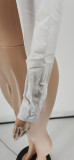 White Long Sleeve Cropped Blouse Top WSYF-5897