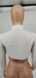 White Long Sleeve Cropped Blouse Top WSYF-5897