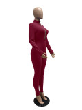 Casual Solid Long Sleeve Zipper Slim Jumpsuit MZ-2655