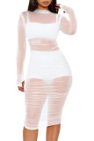 Sexy Mesh See Through Club Dress+Cami Top+Shorts 3 Piece Sets MZ-2482
