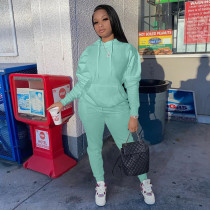 Plus Size Solid Hoodie Sweatpants Two Piece Suits YIM-213