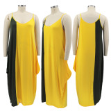 Plus Size Contrast Color Loose Sling Maxi Dress HNIF-DHN005