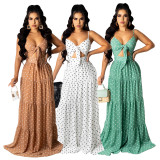 Plus Size Polka Dot Spaghetti Strpa Maxi Dress HNIF-HN032