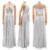 Plus Size Polka Dot Spaghetti Strpa Maxi Dress HNIF-HN032