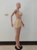 Fashion Sexy Spring And Summer Bikini Halterneck Swimwear Three Piece Set AL-200