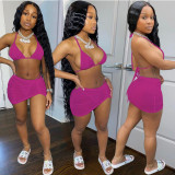 Fashion Sexy Spring And Summer Bikini Halterneck Swimwear Three Piece Set AL-200