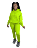 Solid Hoodies Long Pants Thick Two Piece Jogger Sets AIL-116