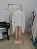 Plus Size Solid Long Sleeve Irregular Loose Blouse WAF-77246