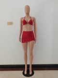 Fashion Sexy Spring And Summer Bikini Halterneck Swimwear Three Piece Set AL-200