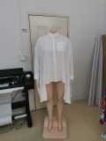 Plus Size Solid Long Sleeve Irregular Loose Blouse WAF-77246