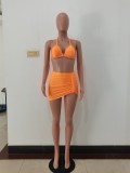 Fashion Sexy Spring And Summer Bikini Halterneck Swimwear Three Piece Set AL-200