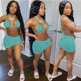 Fashion Sexy Spring And Summer Bikini Halterneck Swimwear Three Piece Set AL-200