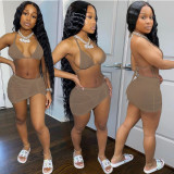 Fashion Sexy Spring And Summer Bikini Halterneck Swimwear Three Piece Set AL-200