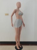 Fashion Sexy Spring And Summer Bikini Halterneck Swimwear Three Piece Set AL-200