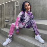 Paisley Print Long Sleeve Two Piece Pants Set GLF-10030