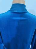 Solid Velvet Zipper Long Sleeve Top Flare Pants 2 Piece Suits NIK-263