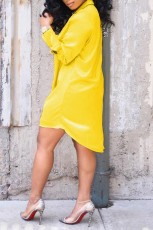Plus Size Solid Deep V Neck Long Sleeve Mini Dress MK-3062