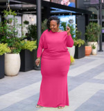Solid Long Sleeve Casual Maxi Dress YS-8825